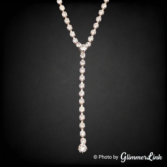 Lovisa Dainty Clear Crystal Lariat Y-Drop Rose Gold Tone Necklace - Picture 5 of 12